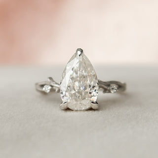 2.0 CT Pear Cut Twig Pave Style Moissanite Engagement Ring - Barbara Maison 