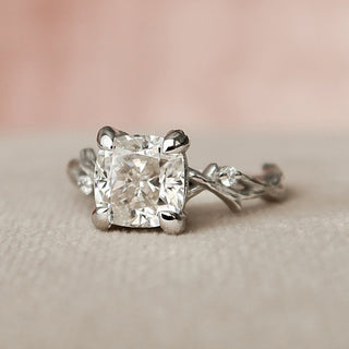 1.50 CT Cushion Twig Style Moissanite Engagement Ring - Barbara Maison 