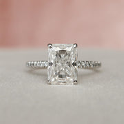 3.0 CT Radiant Pave & Hidden Halo Moissanite Engagement Ring - Barbara Maison 