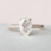 2.5 CT Oval Hidden Halo & Pave Setting Moissanite Engagement Ring - Barbara Maison 