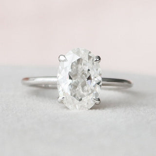 2.0 CT Oval Solitaire & Hidden Halo Moissanite Engagement Ring - Barbara Maison 