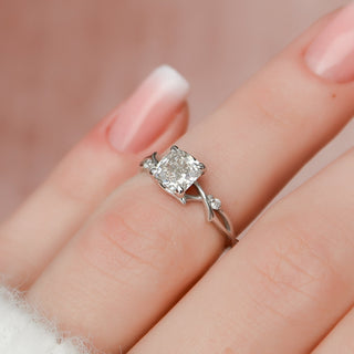 1.0 CT Cushion Solitaire & Twig Setting Moissanite Engagement Ring - Barbara Maison 