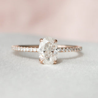 1.0 CT Oval Hidden Halo & Pave Setting Moissanite Engagement Ring - Barbara Maison 