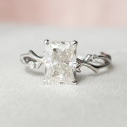 2.0 CT Radiant Solitaire & Twig Pave Moissanite Engagement Ring - Barbara Maison 
