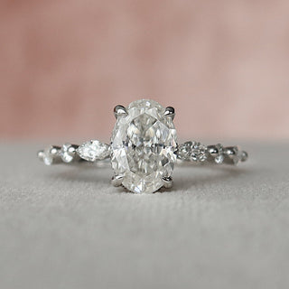 1.5 CT Oval Hidden Halo Pave Moissanite Engagement Ring - Barbara Maison 