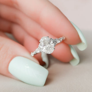 1.5 CT Oval Pave Moissanite Engagement Ring - Barbara Maison 