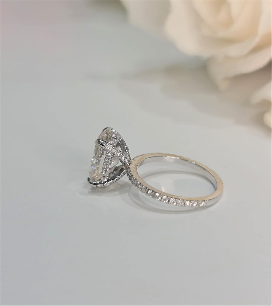 3.0 CT Oval Hidden Halo CVD G/VS1 Diamond Engagement Ring - Barbara Maison 
