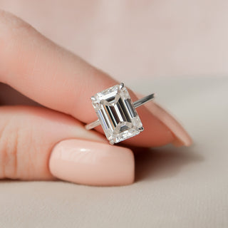 5.0 CT Emerald Cut Solitaire Style Moissanite Engagement Ring - Barbara Maison 