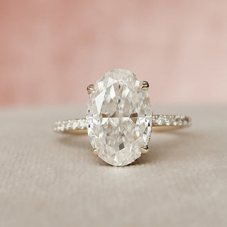 3.5 CT Oval Hidden Halo & Pave Moissanite Engagement Ring - Barbara Maison 