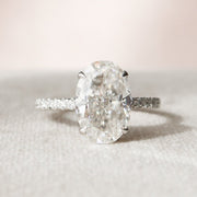 3.5 CT Oval Hidden Halo & Pave Moissanite Engagement Ring - Barbara Maison 