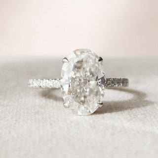 3.5 CT Oval Hidden Halo & Pave Moissanite Engagement Ring - Barbara Maison 