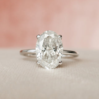 3.0 CT Oval Hidden Halo & Solitaire Style Moissanite Engagement Ring - Barbara Maison 