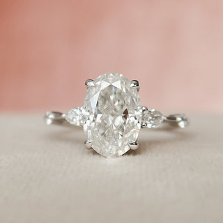 2.0 CT Oval Hidden Halo Moissanite Engagement Ring - Barbara Maison 