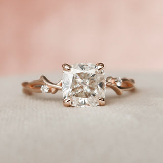 2.0 CT Cushion Twig Style Moissanite Engagement Ring - Barbara Maison 