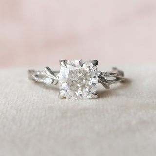 2.0 CT Cushion Twig Style Moissanite Engagement Ring - Barbara Maison 