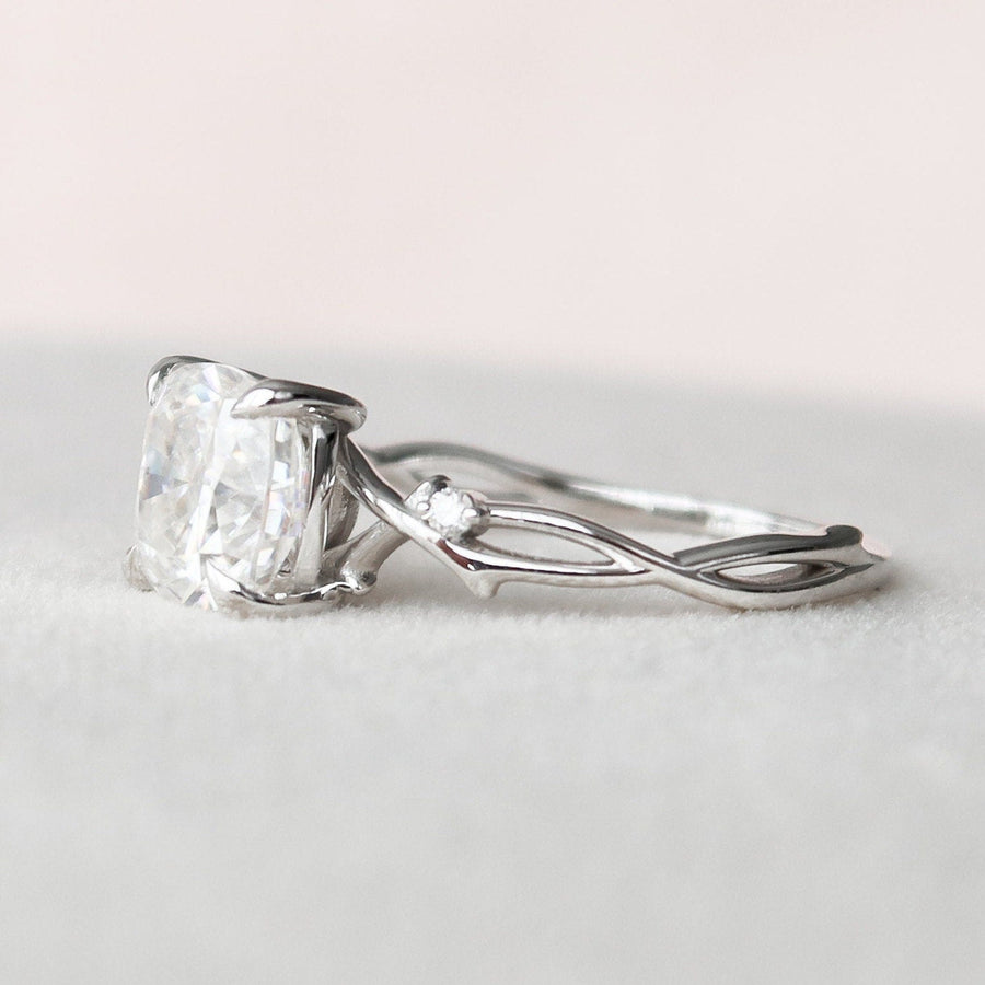 2.0 CT Cushion Twig Style Moissanite Engagement Ring - Barbara Maison 