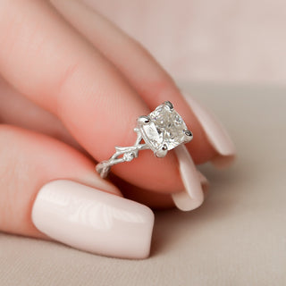 1.50 CT Cushion Twig Style Moissanite Engagement Ring - Barbara Maison 