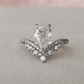 1.5 CT Pear Art Deco Moissanite Engagement Ring - Barbara Maison 