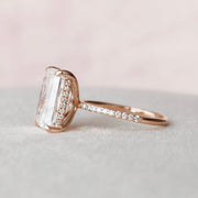 5.0 CT Radiant Hidden Halo & Pave Moissanite Engagement Ring - Barbara Maison 