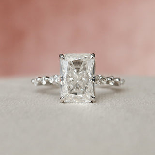 3.50 CT Radiant Pave Setting Moissanite Engagement Ring - Barbara Maison 