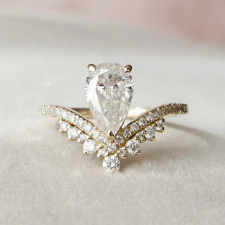 1.5 CT Pear Art Deco Moissanite Engagement Ring - Barbara Maison 