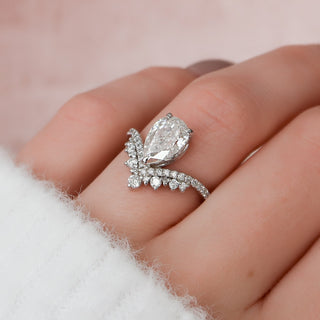 1.5 CT Pear Art Deco Moissanite Engagement Ring - Barbara Maison 