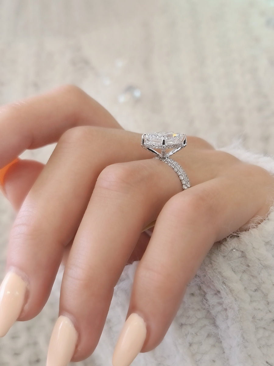 4.50 CT Radiant Hidden Halo CVD G/VS1 Diamond Engagement Ring - Barbara Maison 