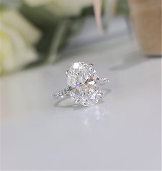 4.0 CT Oval Hidden Halo Style F/VS1 Lab Grown Diamond Engagement Ring - Barbara Maison 