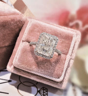 3.0 CT Radiant Halo CVD E/VS1 Diamond Engagement Ring - Barbara Maison 