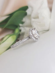 3.0 CT Round Hidden Halo CVD F/VS1 Diamond Engagement Ring - Barbara Maison 