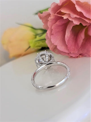 3.0 CT Round Hidden Halo CVD F/VS1 Diamond Engagement Ring - Barbara Maison 