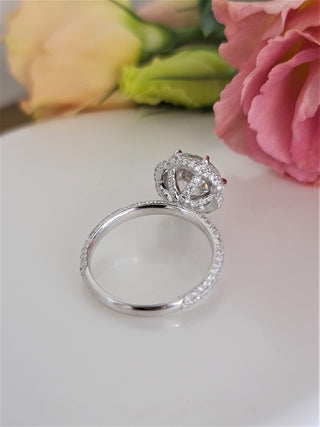 3.0 CT Round Hidden Halo CVD F/VS1 Diamond Engagement Ring - Barbara Maison 