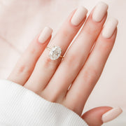4.0 CT Oval Hidden Halo Setting Moissanite Engagement Ring - Barbara Maison 