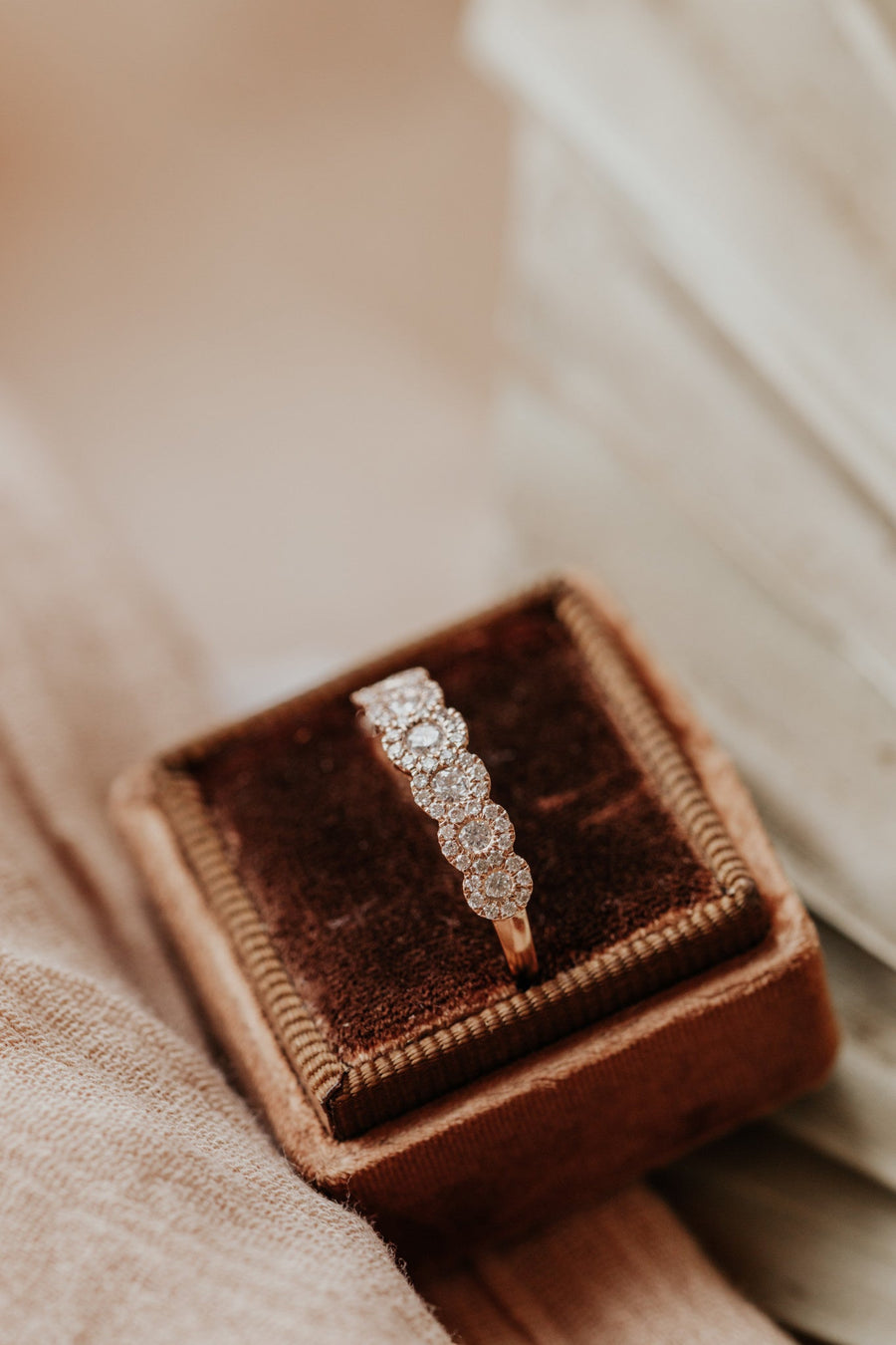 0.52 CT Round 7 Stones Halo Wedding Band