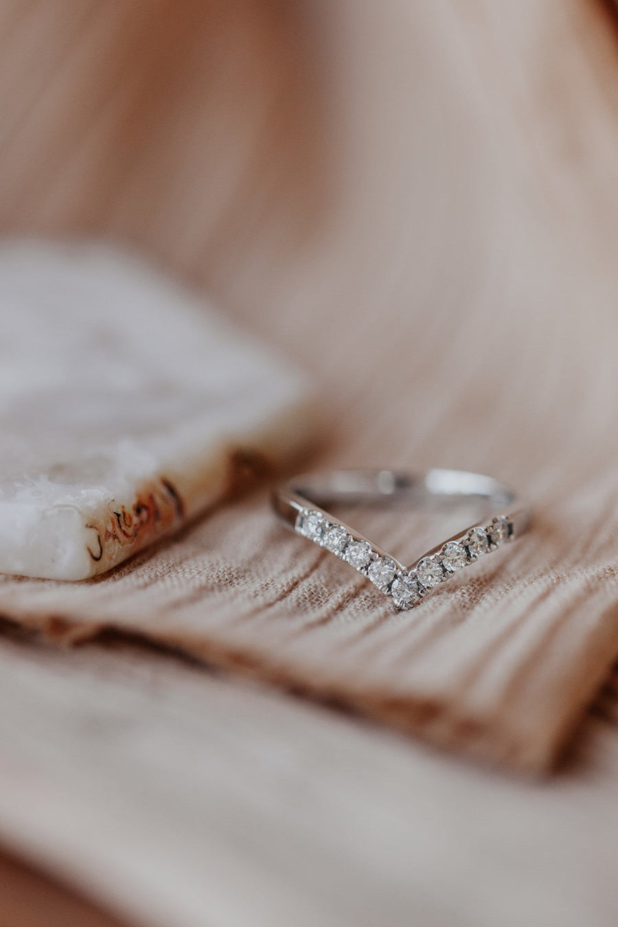 0.25 CT Round Stones V Shaped Wedding Band