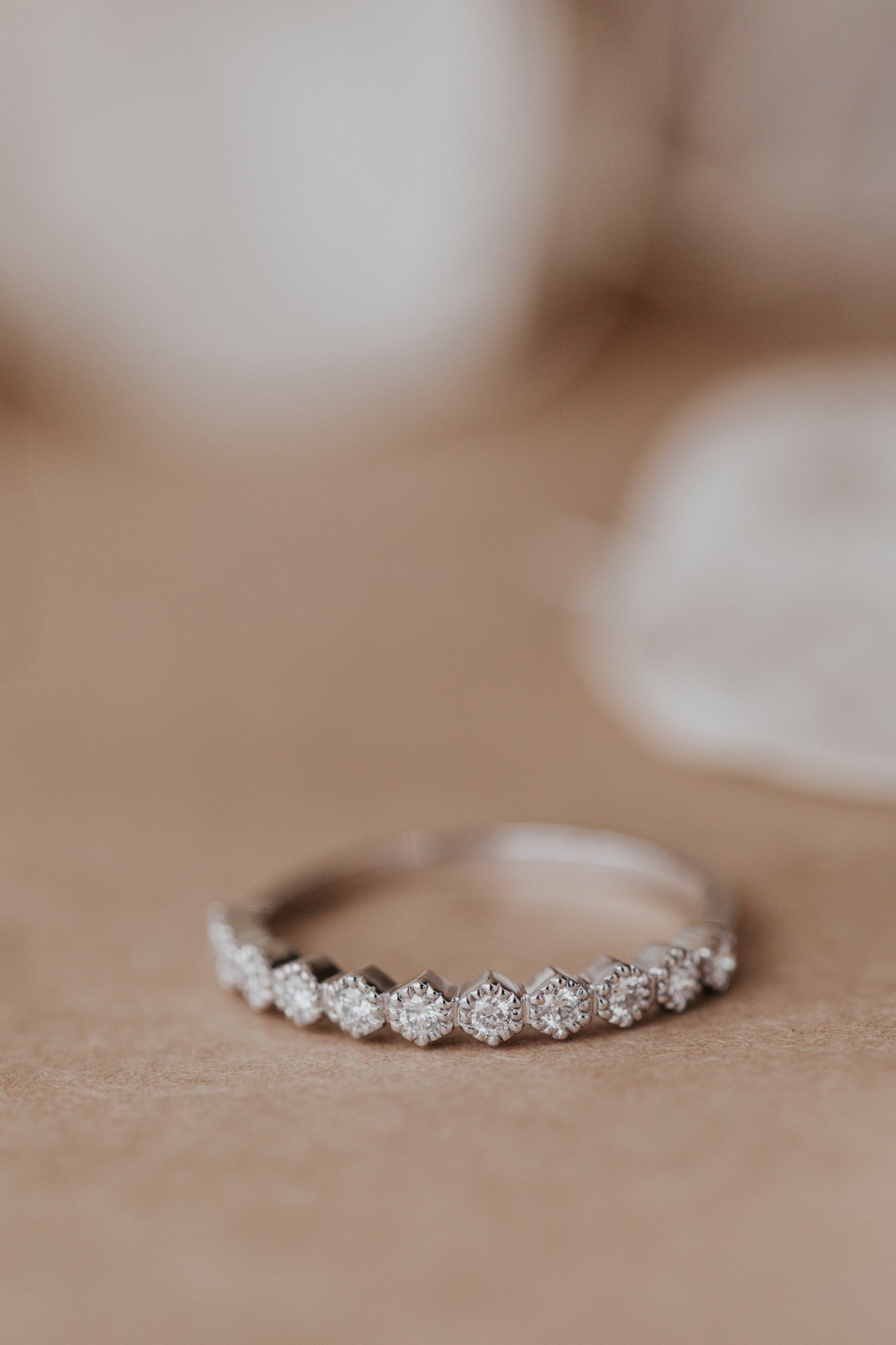 0.19 Bezel Hexagon CVD EF/VVS Diamond Wedding Band