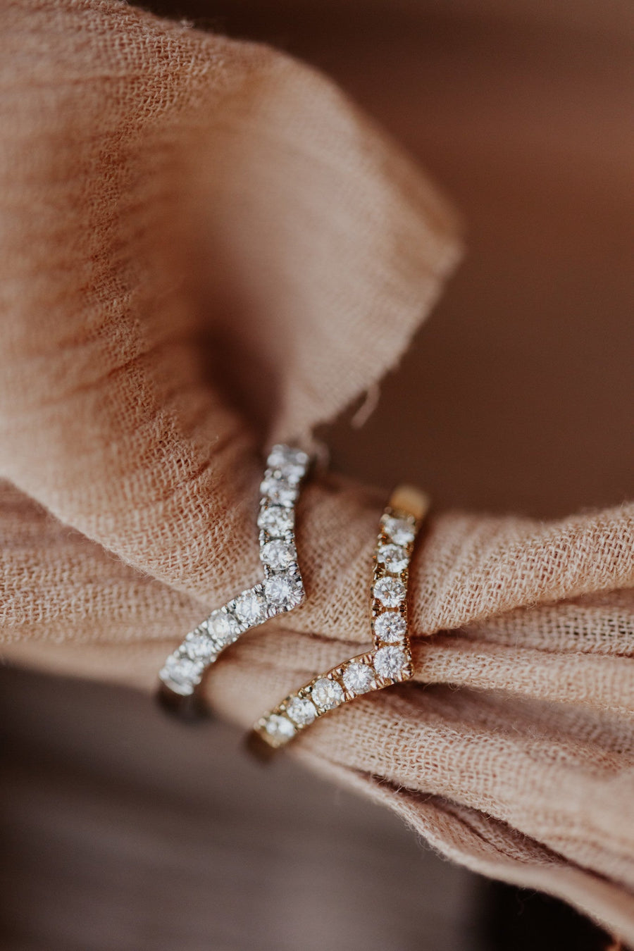 0.25 CT Round Stones V Shaped Wedding Band