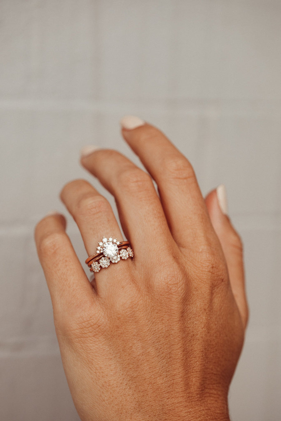 0.49 CT 5 Round Stones Halo Wedding Band