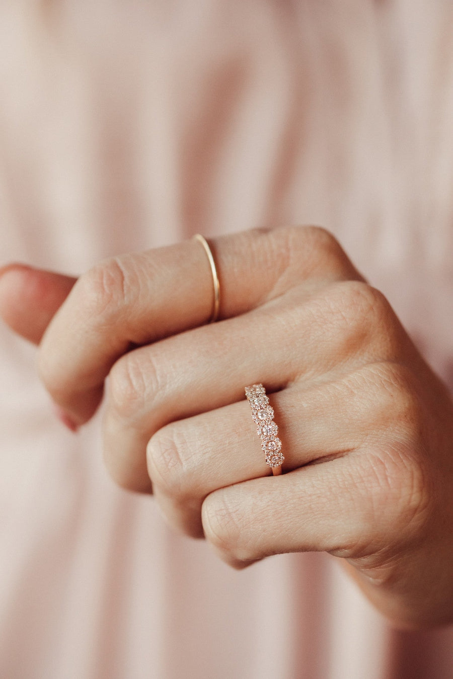 0.52 CT Round 7 Stones Halo Wedding Band