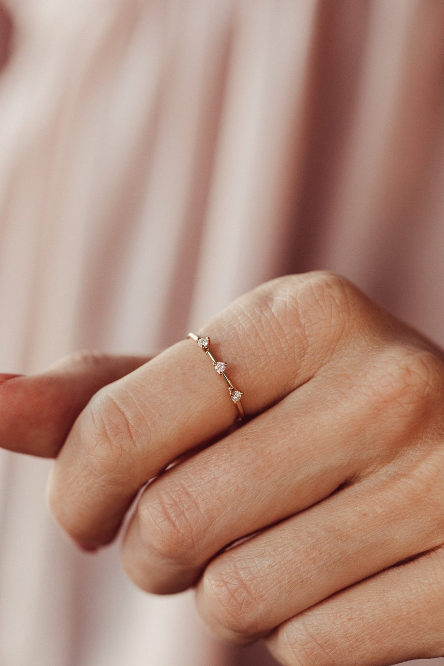 0.1 3 Stones CVD EF/VVS Diamond Wedding Band