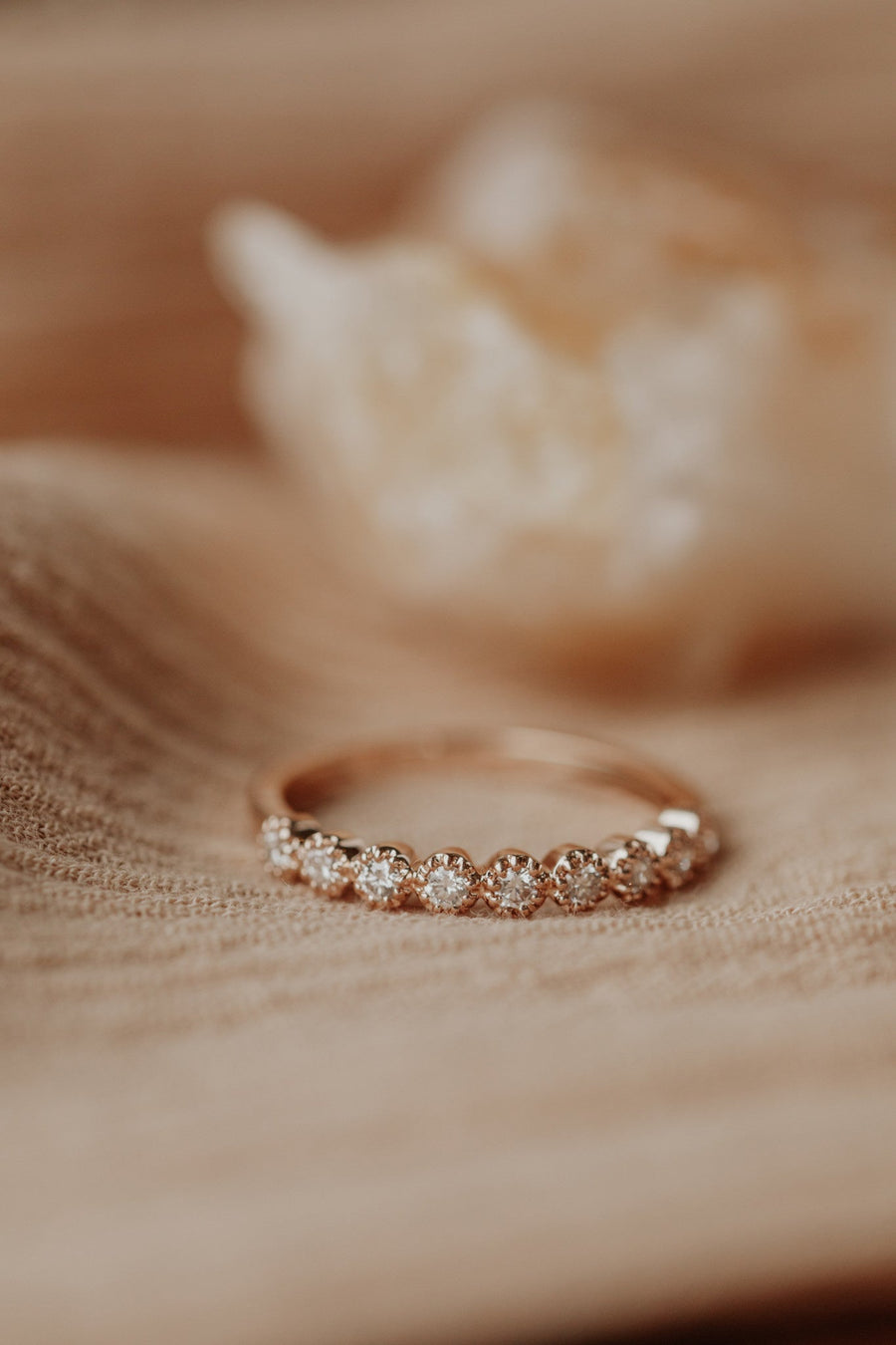 0.25 CT Round Stones Beaded Prongs Wedding Band