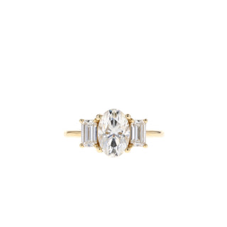 1.91 CT Oval Three Stone Style Moissanite Engagement Ring - Barbara Maison 