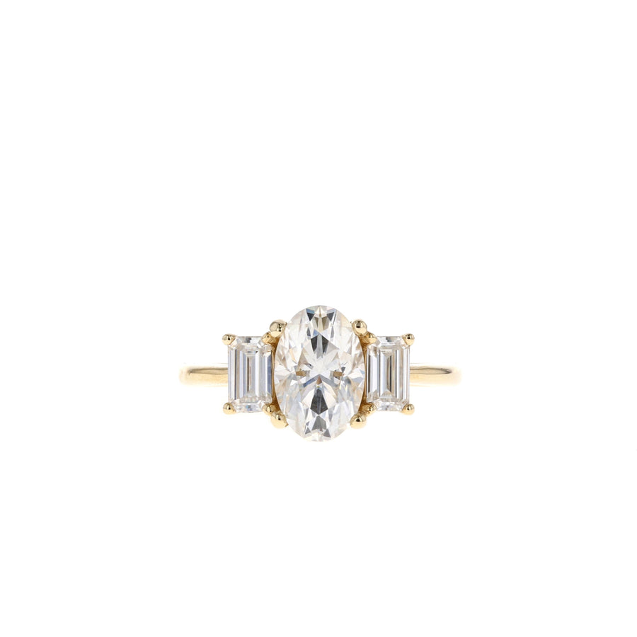 1.91 CT Oval Three Stone Style Moissanite Engagement Ring - Barbara Maison 
