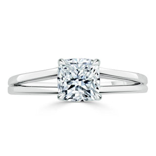 1.0 CT Cushion Cut Solitaire Split Shank Setting Moissanite Engagement Ring - Barbara Maison 