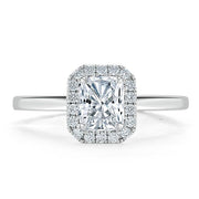 1.0 CT Radiant Cut Halo Moissanite Engagement Ring - Barbara Maison 