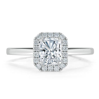 1.0 CT Radiant Cut Halo Moissanite Engagement Ring - Barbara Maison 