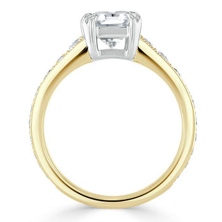 1.5 CT Cushion Cut Solitaire Channel Pave Moissanite Engagement Ring - Barbara Maison 