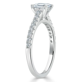 1.0 CT Princess Cut Solitaire Pave Setting Moissanite Engagement Ring - Barbara Maison 