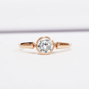 0.50 CT Round Bezel Solitaire CVD G/VS1 Diamond Engagement Ring - Barbara Maison 