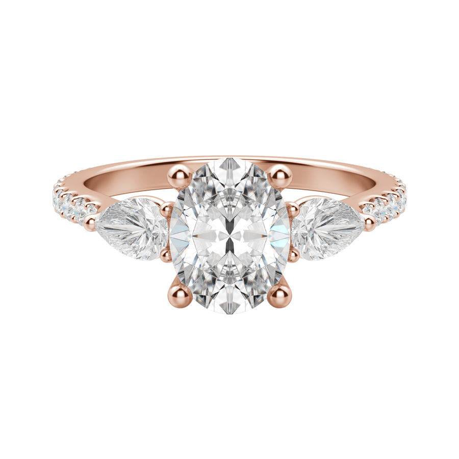 2.10 CT Oval Cut 3 Stone Moissanite Engagement Ring - Barbara Maison 